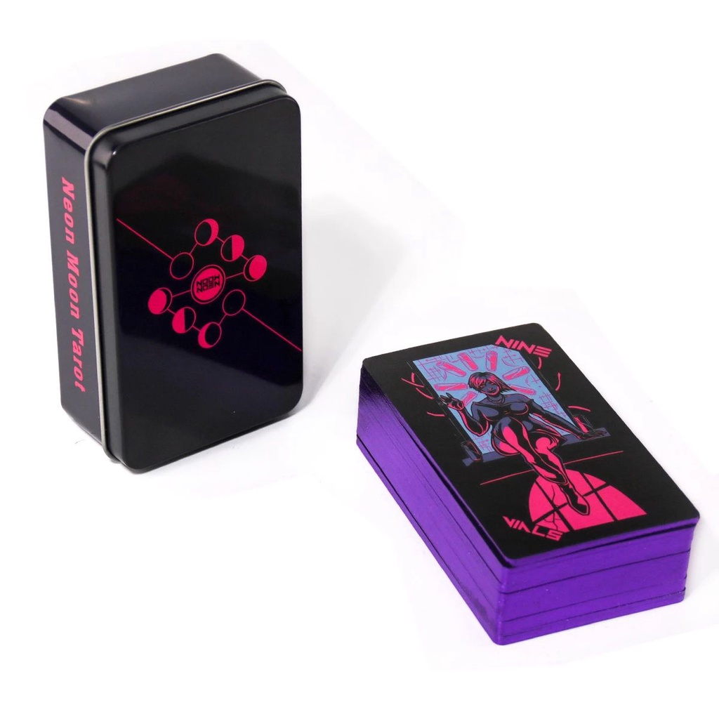 Bộ Bài Neon Moon Tarot Hộp Sắt Nifoki