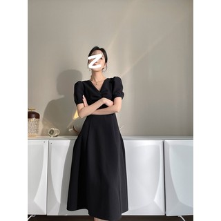 Váy Đầm Nữ Xòe Xoắn Ngực Cổ V Tay Phòng Thời Trang Nữ Thiết Kế Dịu Dàng Duyên Dáng Phù Hợp Đi Tiệc Dạo Phố...