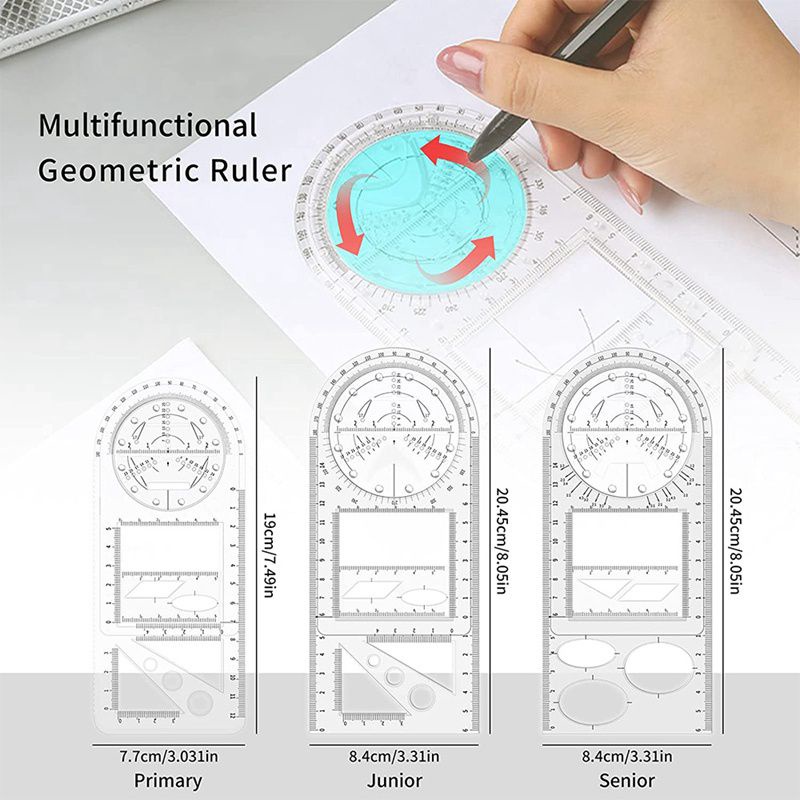 Thước kẻ hình học đa năng tiện dụng cho trường học/ văn phòng