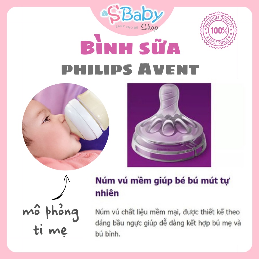 Bình Sữa- Núm  AVENT Natural 100% CHÍNH HÃNG