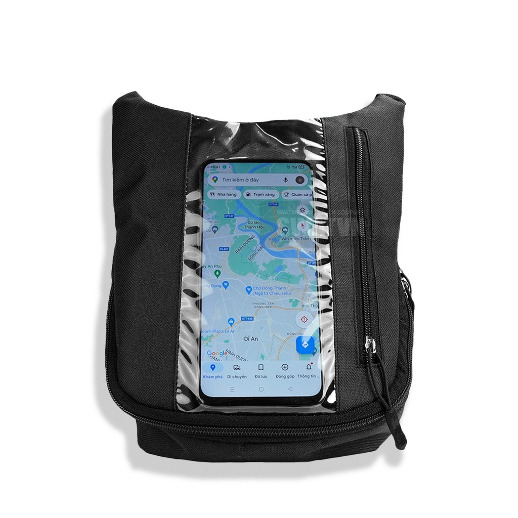 Túi đựng điện thoại chạy Grab, túi treo đầu xe máy cảm ứng điện thoại có lỗ sạc
