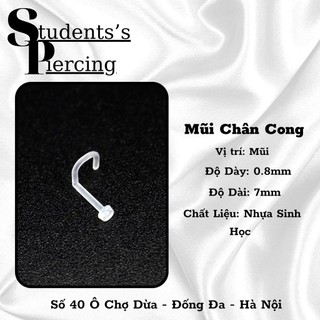 Khuyên mũi nhựa sinh học - khuyên mũi truong suốt giấu lỗ chân cong