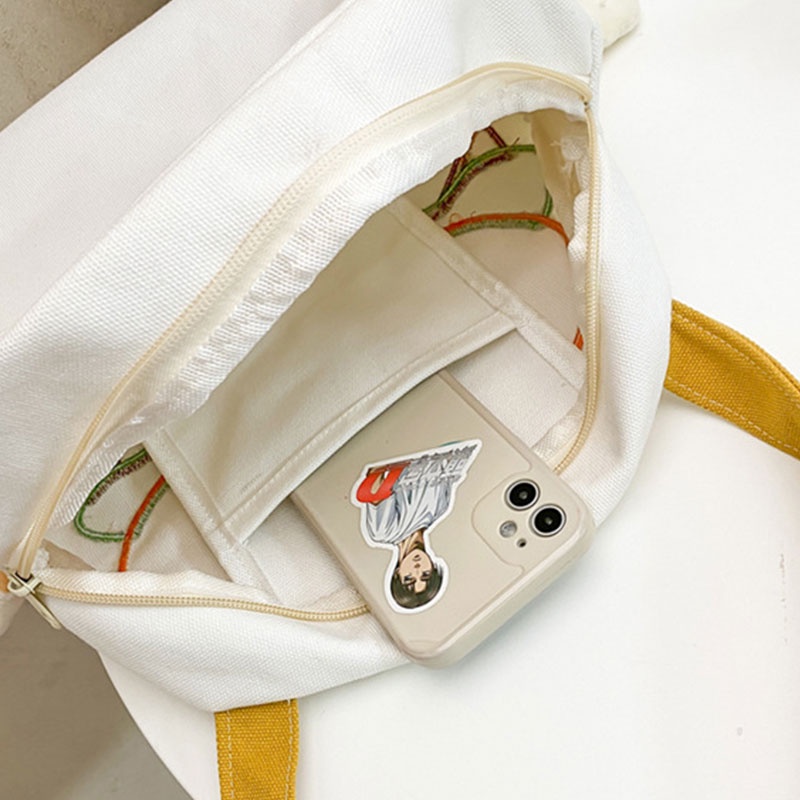 One Túi Xách Nữ Vải canvas In Hình hamburger Dễ Thương