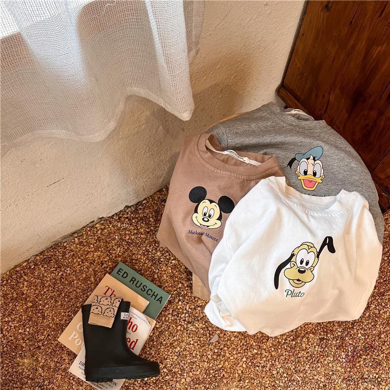 Áo Thun Thu Đông In Hoạ Tiết Hoạt Hình Phong Cách Hàn Quốc Dành Cho Bé