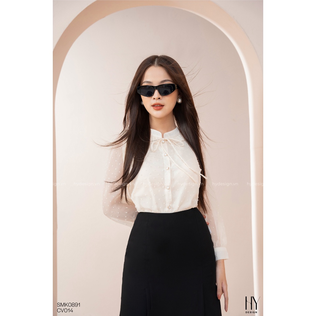 Áo sơ mi chấm bi tròn cách điệu thời trang thiết kế - SMK0891