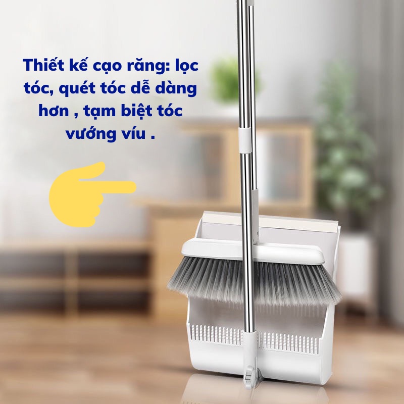 Chổi Quét Nhà Thông Minh Chổi Quét Nhà Xoay 180 Độ, Kèm Hót Rác Cán Dài Tiện Lợi
