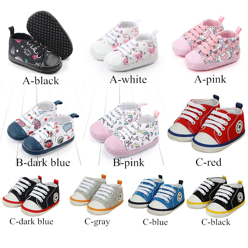 Giày Thể Thao Vải Canvas Phối Ren Dễ Thương Cho Bé 0-1 Tuổi