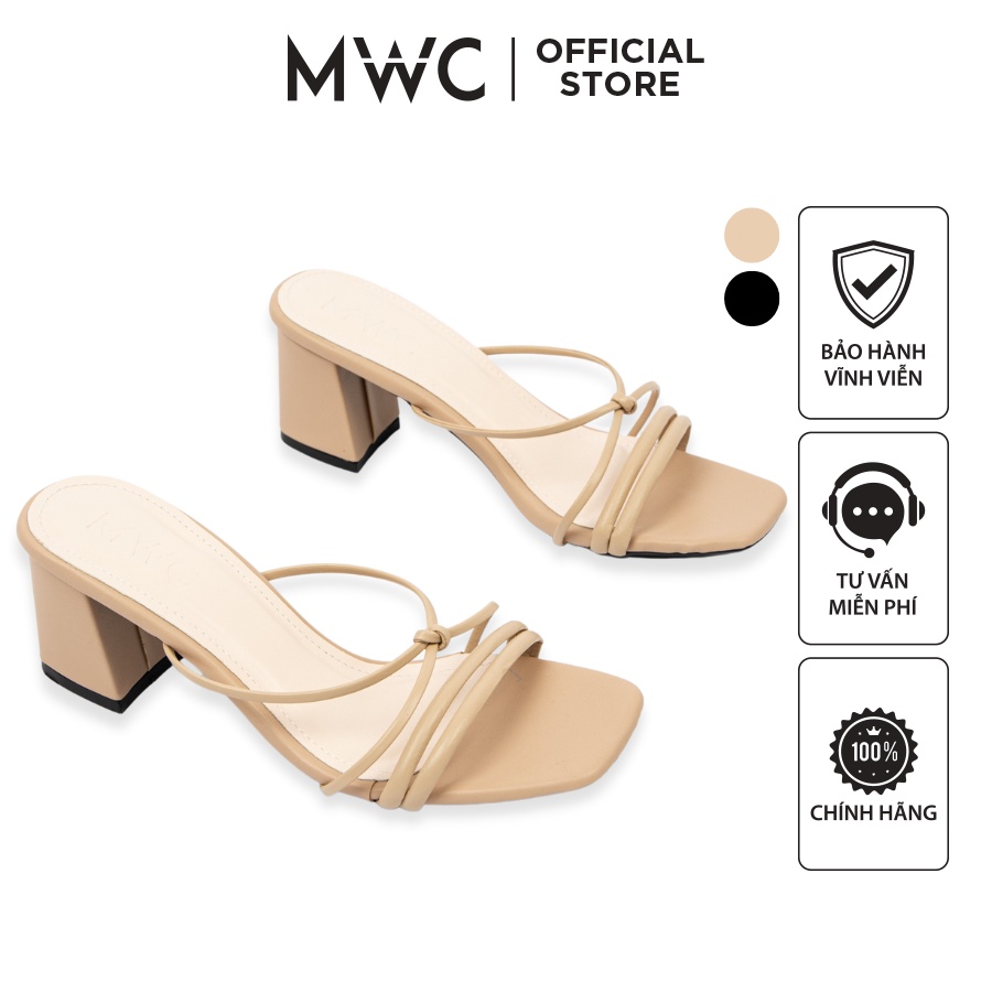 Giày MWC 4303 - Guốc Cao Gót Đế Vuông 5cm, Cao Gót Quai Dây Chéo Siêu Xinh