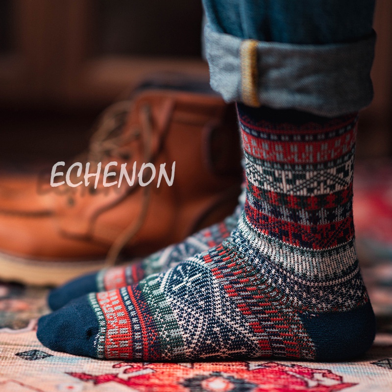 Tất nam cổ cao vintage dày dặn họa tiết nhiều màu TA51
