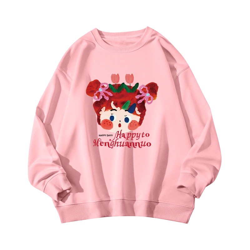 NRVP Áo Thun Nữ Dài Tay Dáng Rộng In Hình Phong Cách Hàn Quốc Mới