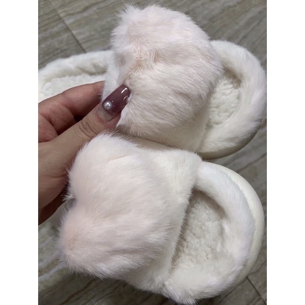 Dép bông đi trong nhà hình trái tim chuẩn hãng Xixitiao đế cao 3.5cm lót lông mềm mịn ấm áp