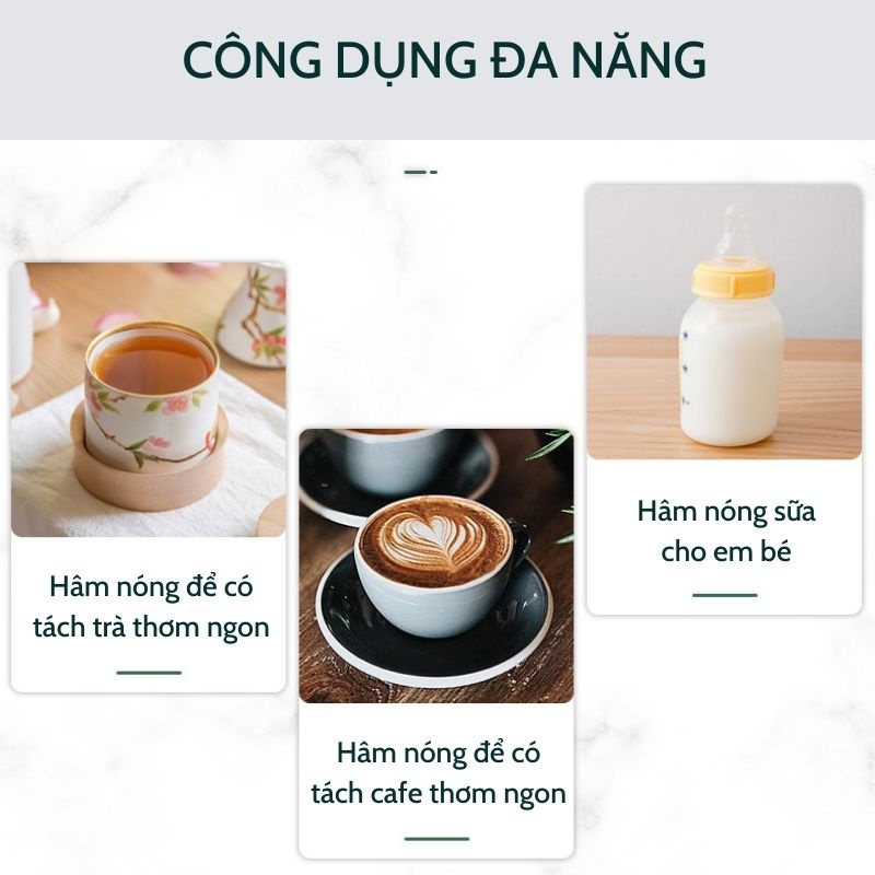 Đế hâm nóng đồ uống JIASHI hẹn giờ làm nóng thông minh tương thích với thủy tinh, sứ, sắt, nhôm, nhựa, giấy DHN02