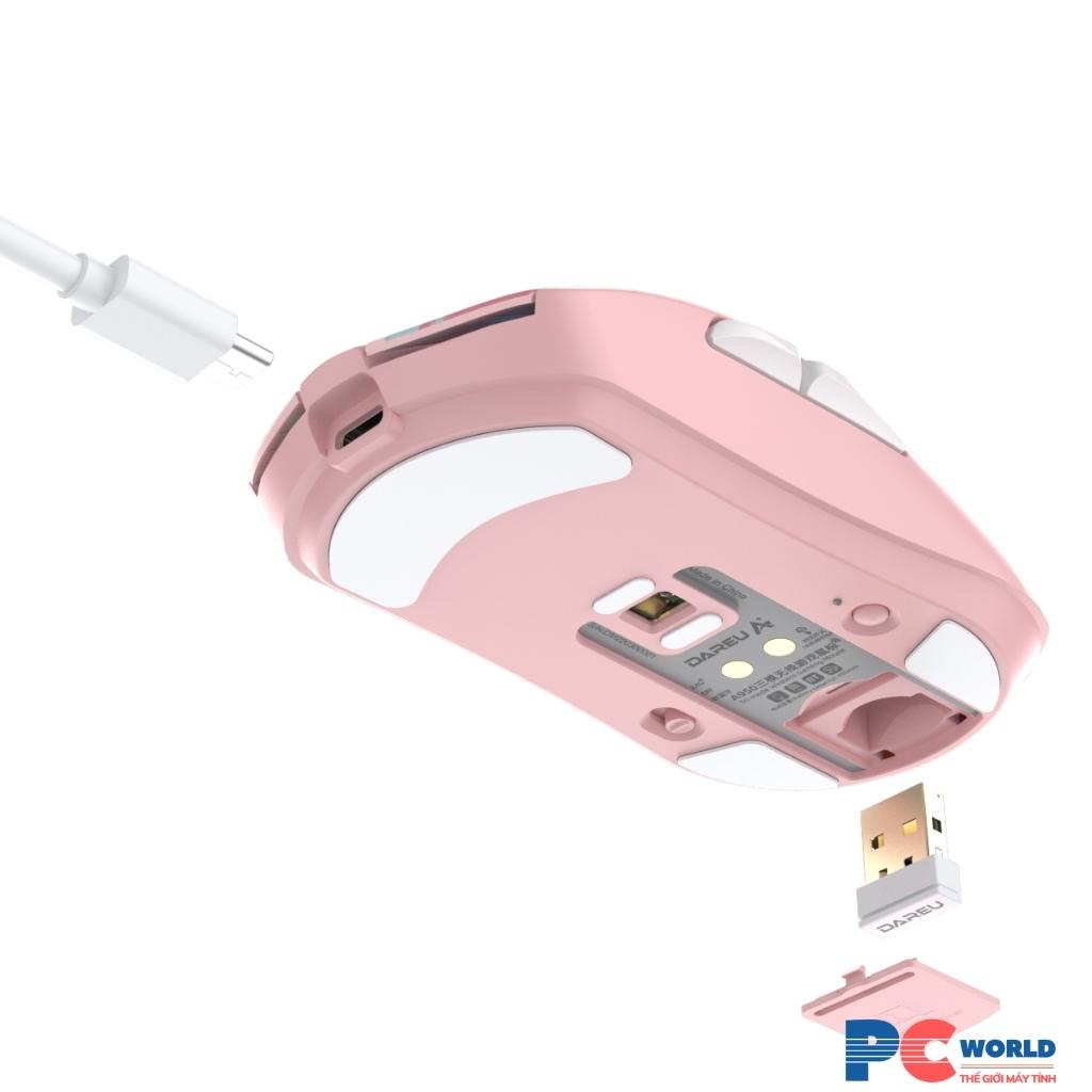 Chuột không dây Gaming DAREU A950 Triple mode (Black / Pink) - siêu nhẹ, kèm Dock sạc nhanh