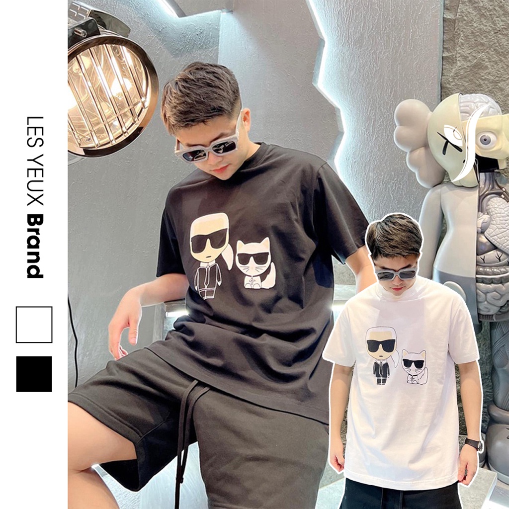 Áo phông unisex nam nữ form rộng tay lỡ chất cotton mềm mại đứng form in hình Fendi Karl Lesyeux.brand size 40-95kg