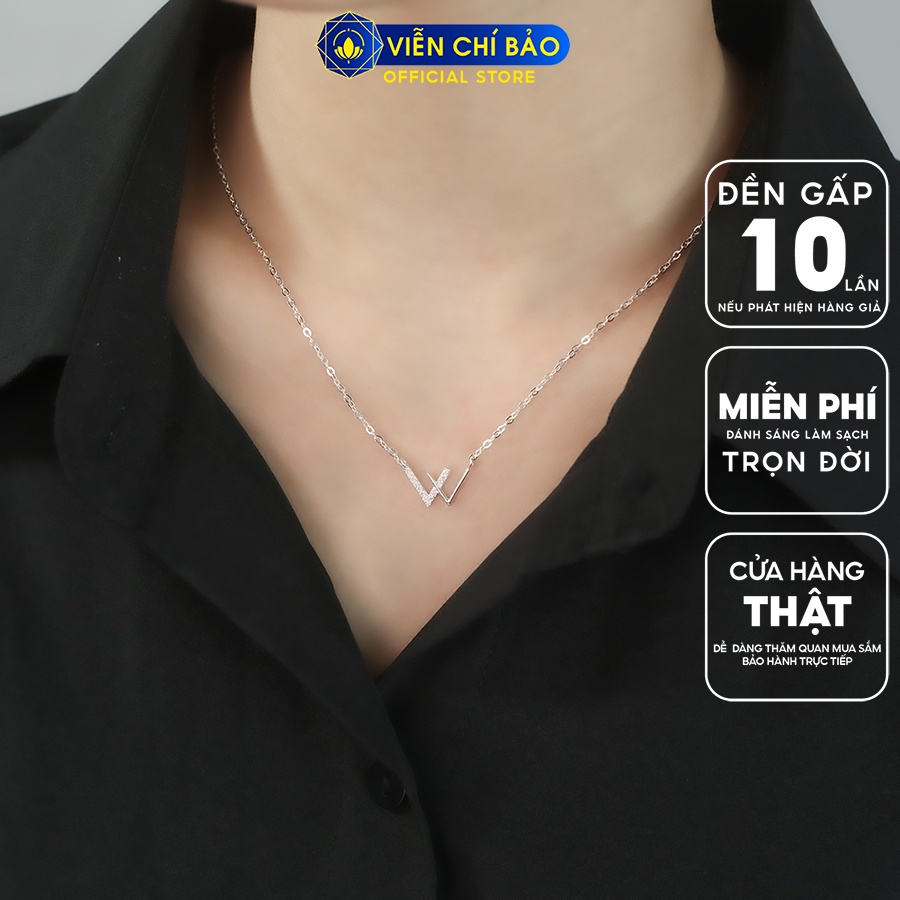 Dây Chuyền bạc nữ chữ W chất liệu bạc 925 thời trang phụ kiện trang sức Viễn Chí Bảo D400515