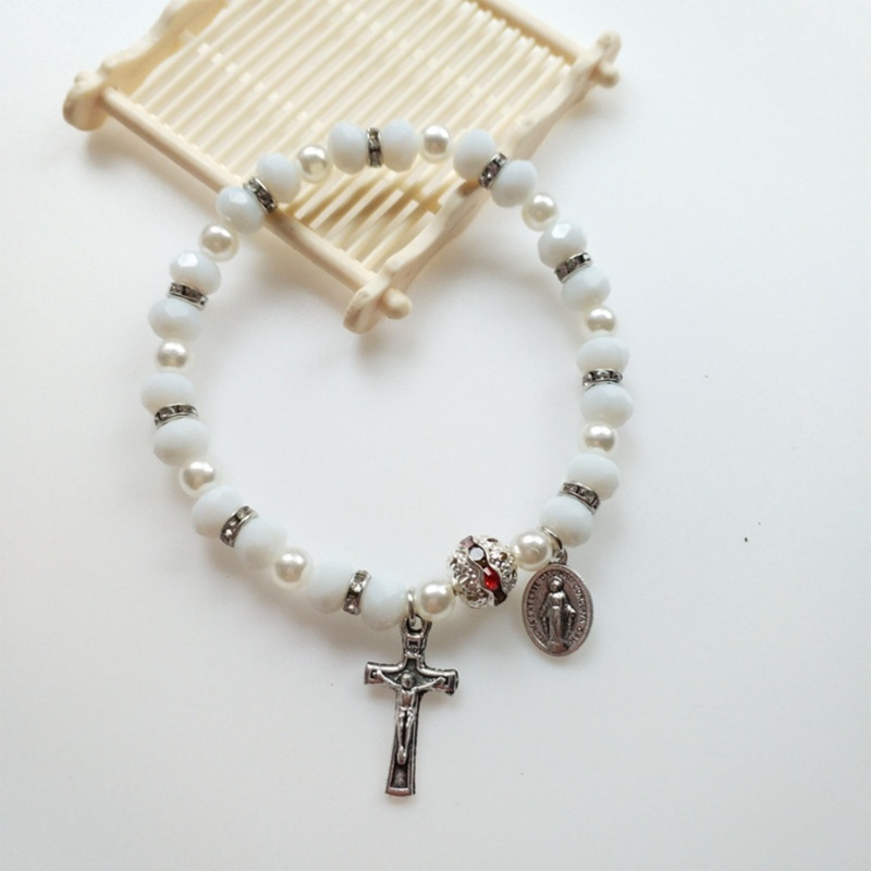 Vòng Tay Chuỗi Hạt Co Giãn Mặt Thánh Giá Thời Trang Cho Nữ