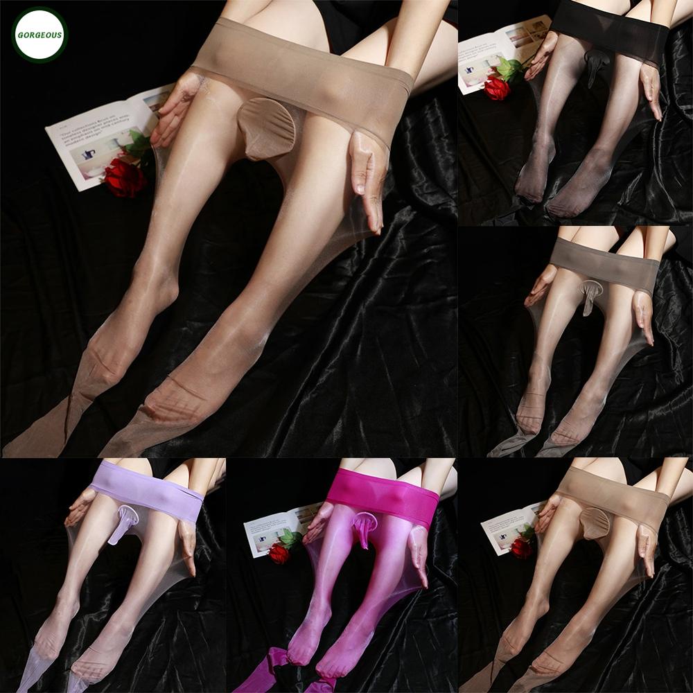GORGEOUS~Men Oily Stockings UltraThin See Though Transparent Pantyhose Seamless Tights NQipnrCf