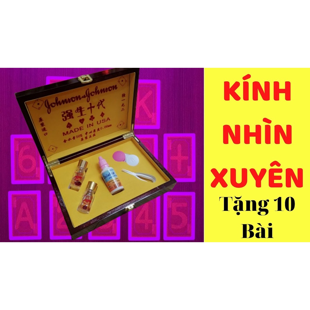 Kính áp tròng nhìn xuyên bài hàng USA siêu mỏng, siêu nét, công nghệ cao( mua kính tặng 10 bộ bài nhìn xuyên)