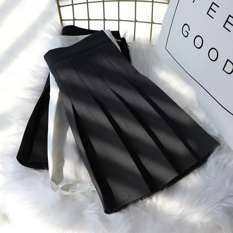 Chân Váy Ngắn Chữ a Lưng Cao Xếp Ly Màu Xanh Dương Thời Trang Thu Đông Cho Nữ