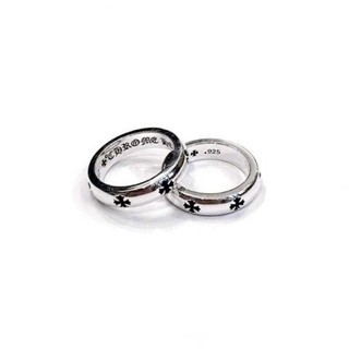 Fullbox Chrome hearts nhẫn bạc cặp đôi đơn giản - Shirtwwear jewelry