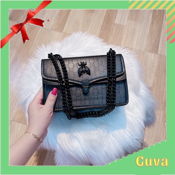 Túi Xách Nữ Đeo Chéo Con Ong GG dây xích full đen Túi Xách Hót 2022