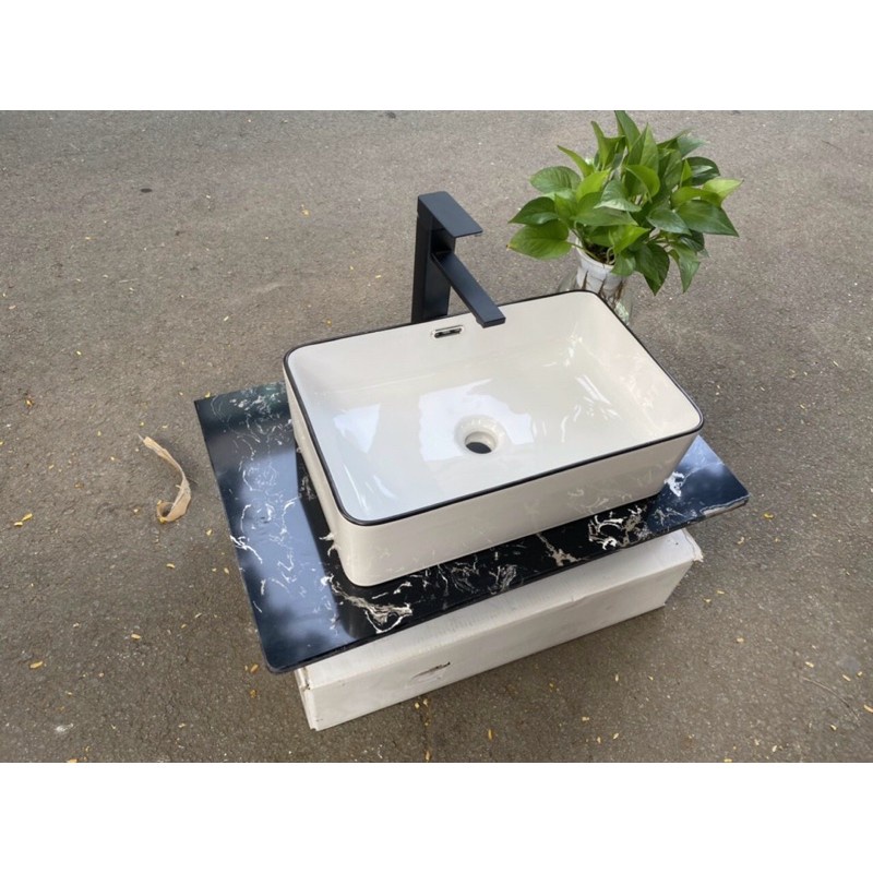 Kệ để Lavabo đặt bàn bằng đá kích thước 60x40x15cm Màu đen trắng kem Life Home Bảo hành 2 năm