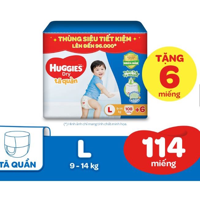 Thùng tã quần Huggies Tràm Trà Tự Nhiên Dry Pants Mega Jumbo XL96