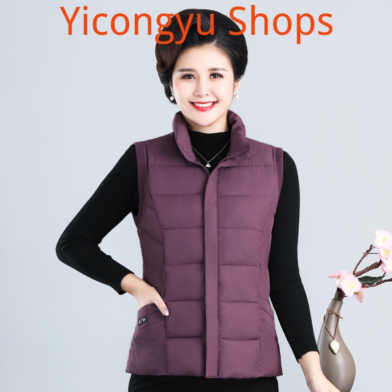 Áo Khoác Phao Sát Nách Dáng Ngắn Cỡ Lớn Lót Cotton Giữ Nhiệt Thời Trang Cho Phụ Nữ Trung Niên