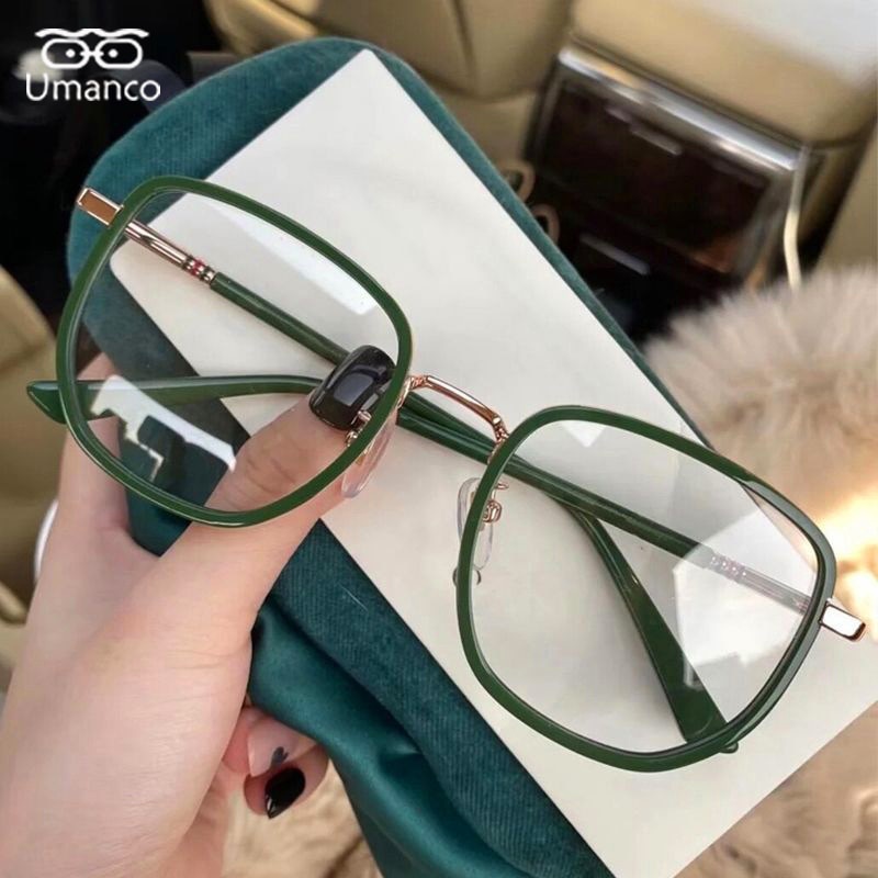 Mắt Kính Gọng Vuông Oversized Màu Xanh Lá / Đỏ / Xám / Đen Dành Cho Nam Nữ 0~6.0