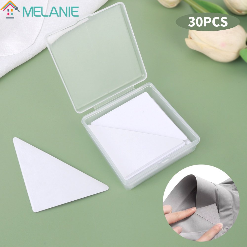 Set 20 Miếng Dán Cổ Áo Polo Bằng PVC Trong Suốt Hình Tam Giác Chống Ô Nhiễm Kèm 30 Miếng Dán