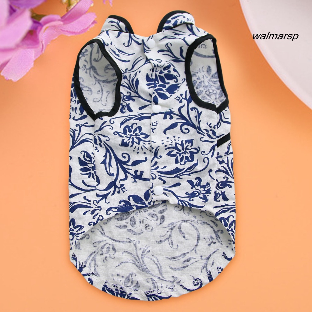 Bộ Sườn Xám Họa Tiết Sứ Trắng Xanh Thoáng Khí Thời Trang Mùa Xuân Cho Thú Cưng