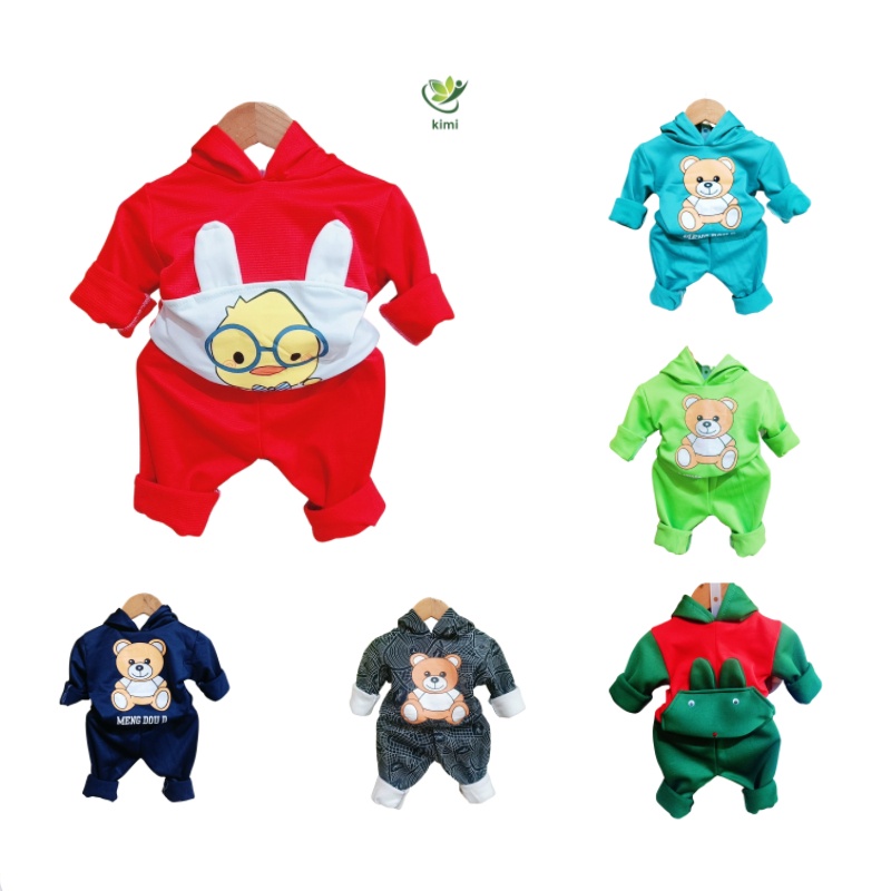 Bộ quần áo dài tay thu đông bé trai và bé gái chất nỉ len cho bé 1, 2, 3, 4, 5 tuổi 7-20kg KIMISHOP