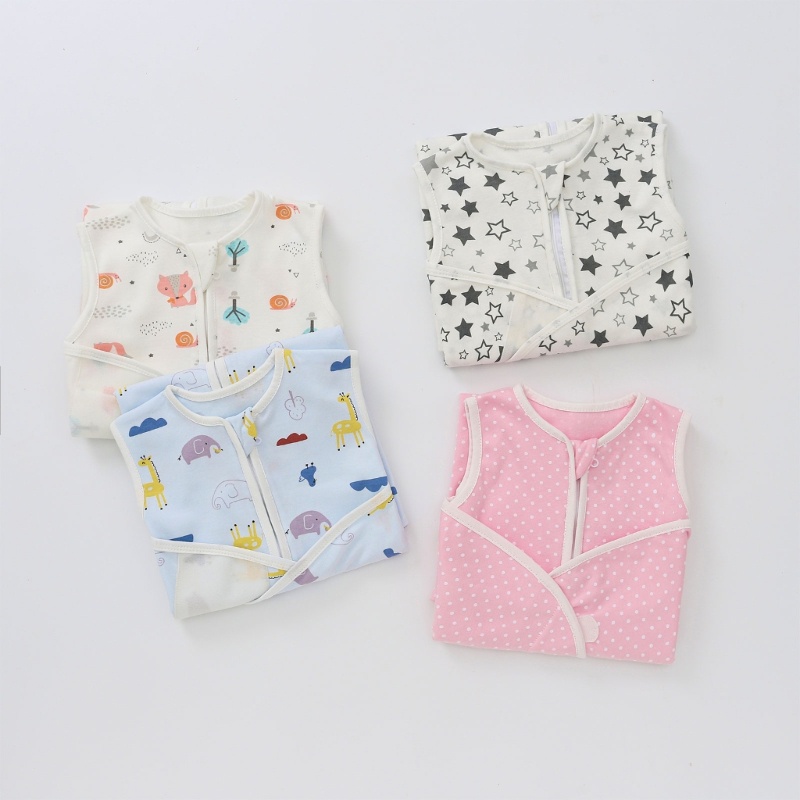 Chăn Quấn Em Bé Bằng Cotton Mềm Mại Chống Chảy Xệ Kèm Găng Tay Tiện Dụng