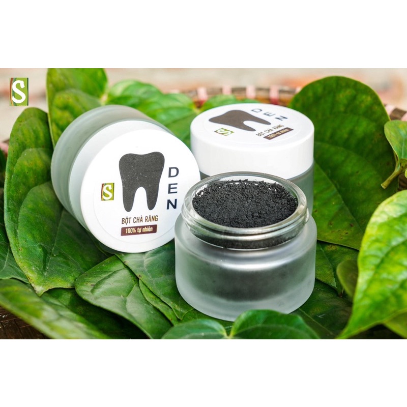 Tẩy trắng răng than hoạt tính DEN Htx Sinh dược, bột tẩy trắng răng than tre hữu cơ 20gram - HUNOXA