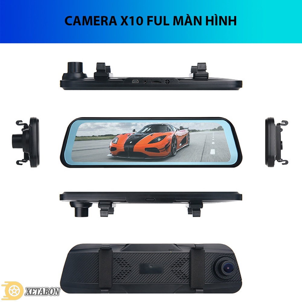 Camera hành trình ô tô X10 gương màn lớn trước sau full HD kết nối điện thoại hỗ trợ quay đêm, bảo hành 12 tháng | BigBuy360 - bigbuy360.vn