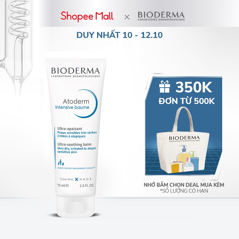 Kem dưỡng ẩm chuyên sâu cho da rất khô và viêm da cơ địa Bioderma Atoderm Intensive Baume - 75ml