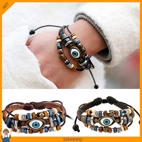 Vòng tay giả da mặt hình con mắt phong cách Thổ Nhĩ Kỳ