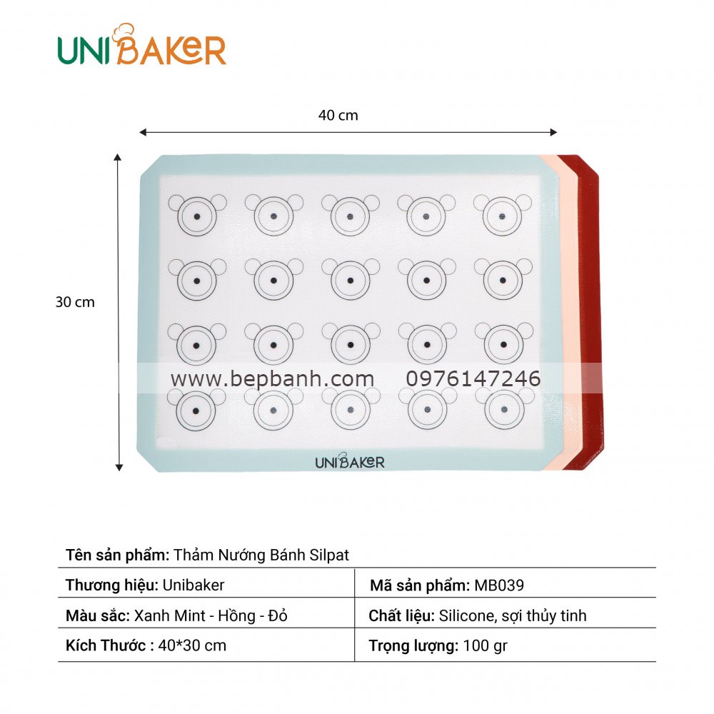 Silpat Thảm nhào bột Uni MB039 30x40