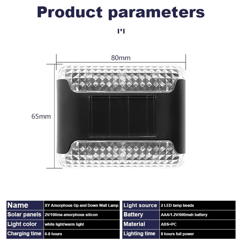 Đèn Led 2 Bóng Gắn Tường Bằng ABS Trong Suốt Hình Vuông Sử Dụng Năng Lượng Mặt Trời Chống Mưa