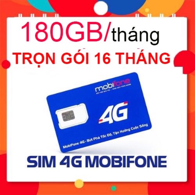 Sim 4G Mobifone 12max90 Không giới hạn dung lượng 6GB-1ngày Trọn Gói 16 tháng Không Cần Nạp Tiền