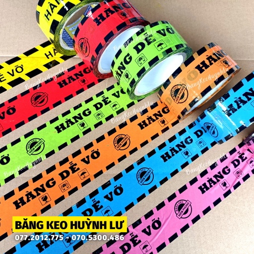 Băng keo Hàng Dễ Vỡ 48mm nhiều màu đóng thùng dán thùng
