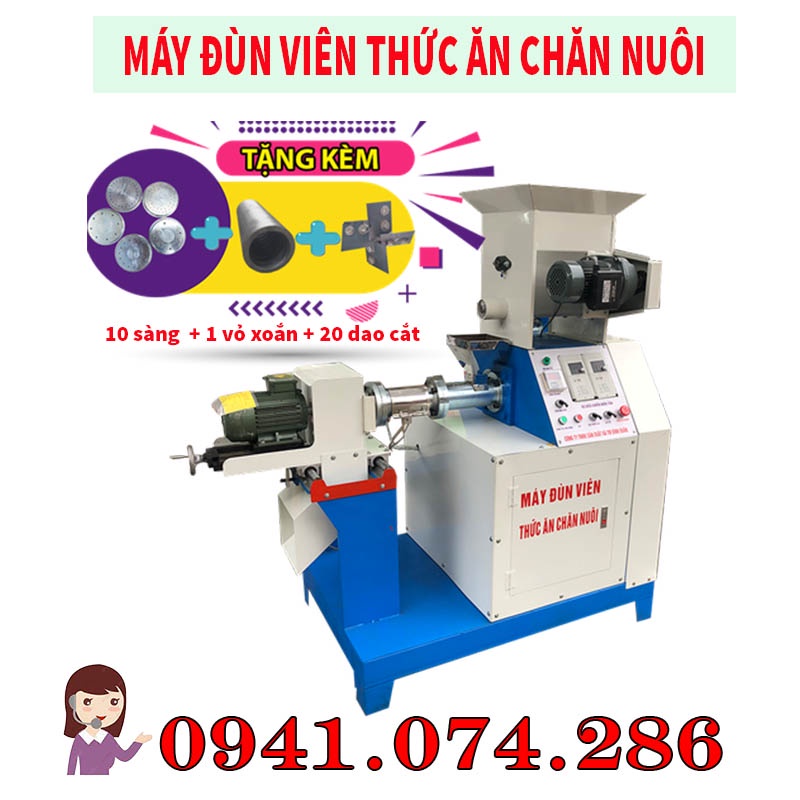 Máy làm cám cho cá, tôm làm cám nổi chín 100%