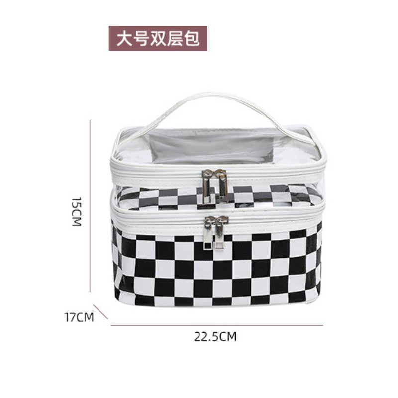 Pu Túi Đựng Mỹ Phẩm Hai Lớp Trong Suốt Tiện Lợi