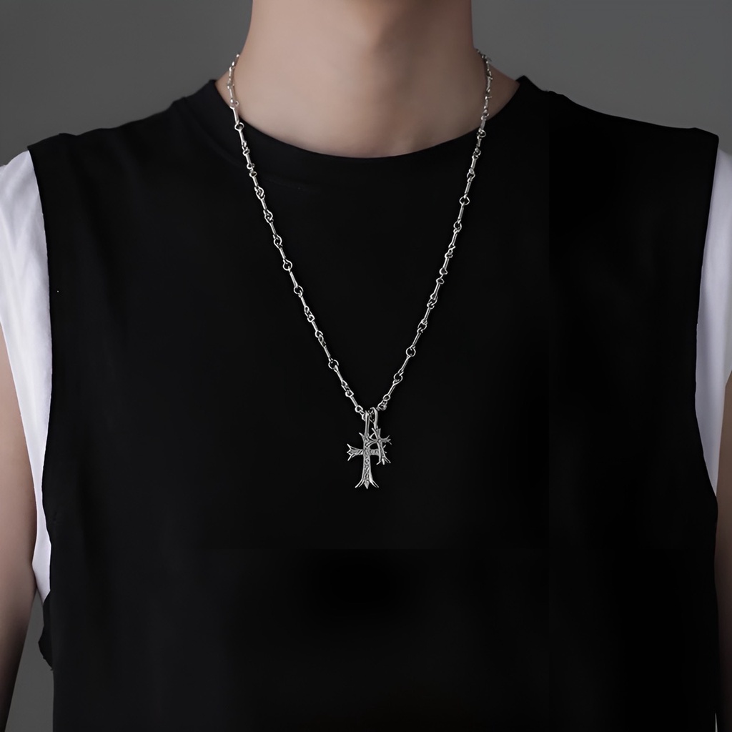 Dây Chuyền Nam Nữ Mặt Chữ Thập LOKI.Accessories Màu Bạc Đẹp Cao Cấp - Vòng Cổ Nam Chất Liệu Titan- Vòng Cổ Dias