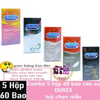Combo 5 hộp 60 bao cao su durex tùy chọn