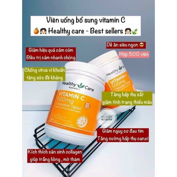 Viên nhai Healthy Care Vitamin C 500 viên