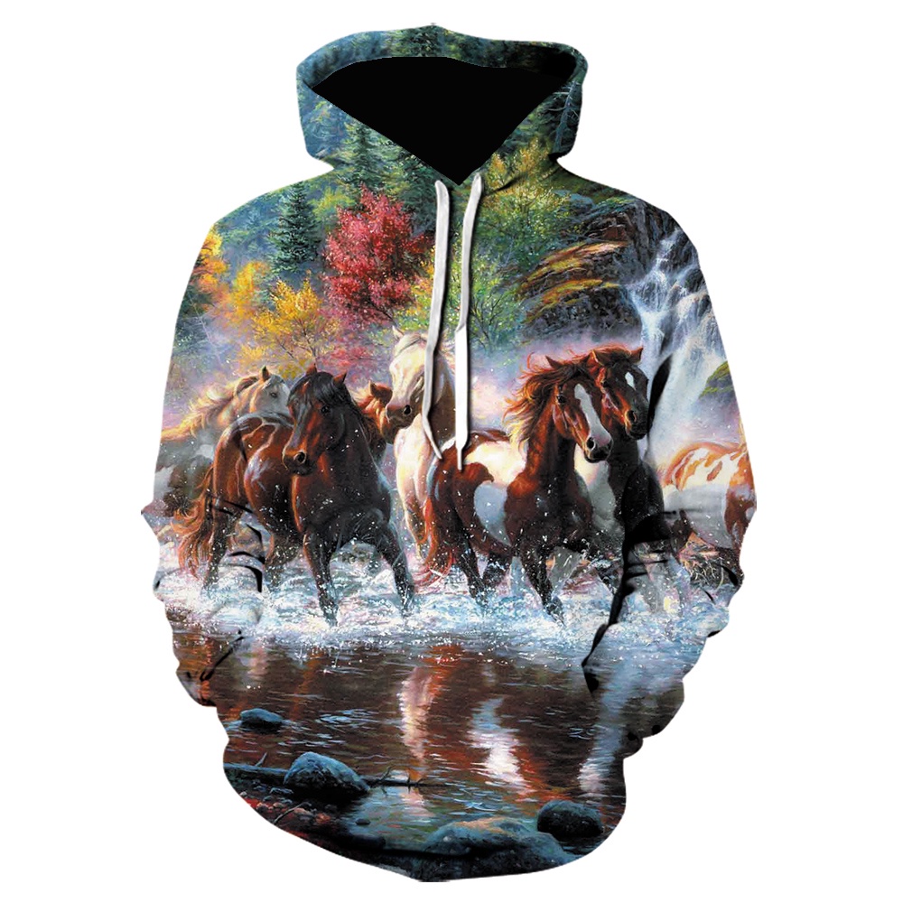Áo Hoodie In Hình Ngựa Trắng 3d Thời Trang Chất Lượng Cao 2022