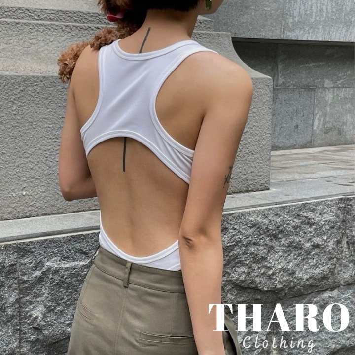 Bodysuit Áo Liền Thân Sát Nách, Khoét Lưng - Tharo Clothing [AO00091]