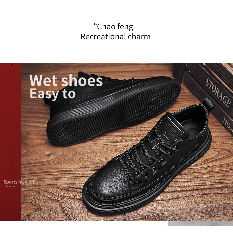 Giày Da Đế Bằng Chống Trượt Chống Thấm Nước Chống Mài Mòn Thời Trang Mùa Thu Cho Nam