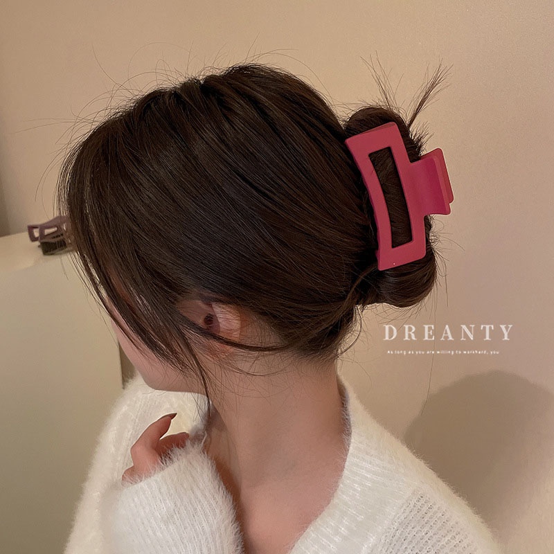 Kẹp Tóc Acrylic Màu Đục Lỗ Hình Học Đơn Giản Phong Cách Hàn Quốc